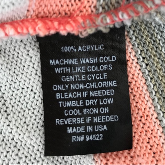 Open front fringe western southwest long cardigan peach stripe printed Sz XS - Picture 5 of 5